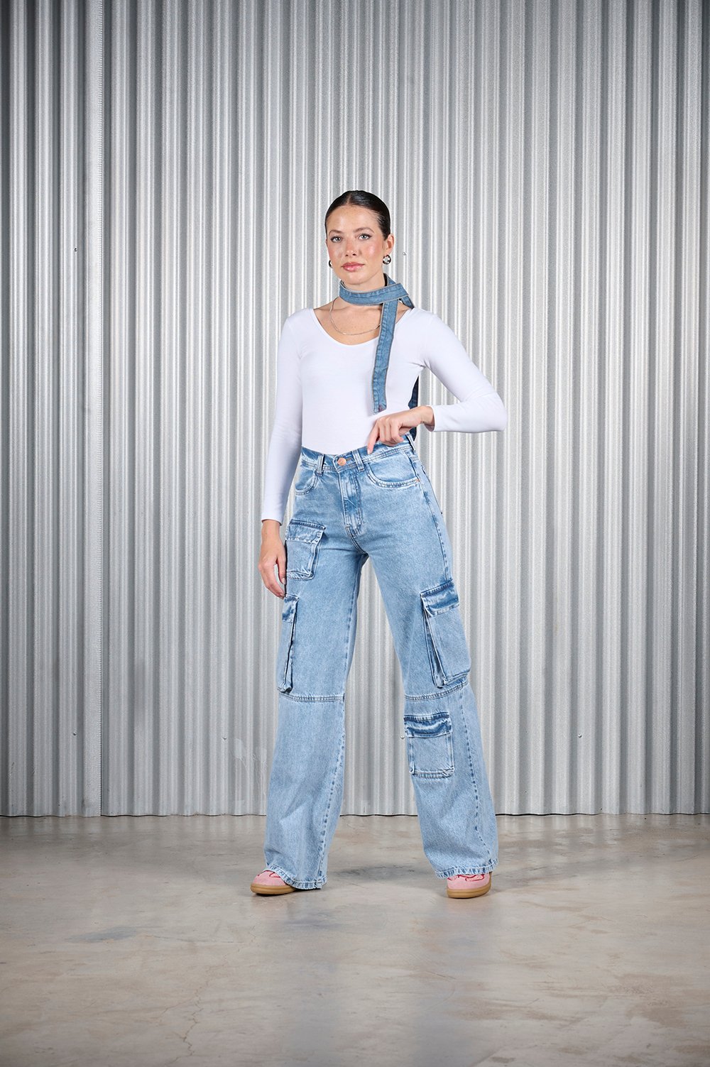 ART. 272 | WIDE LEG CARGO CELESTE BOLSILLO DELANTERO RÍGIDO CENITHO