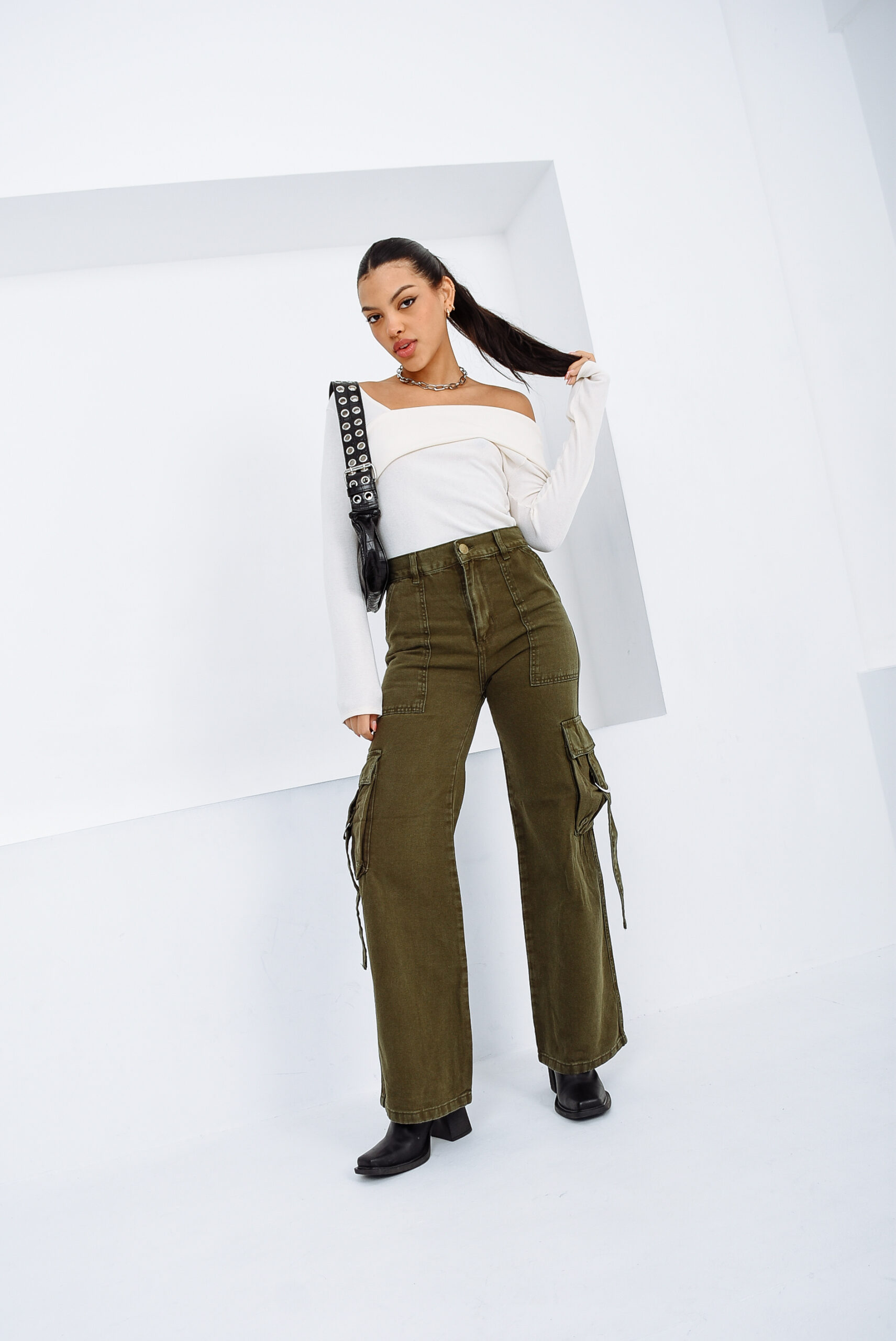 TOKIO WIDE LEG VERDE MILITAR CARGO TALLES 34 AL 46 H REINA