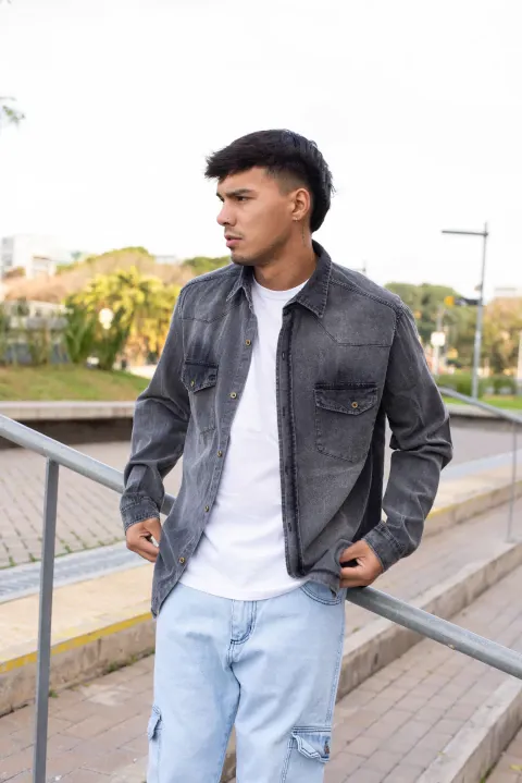 JACKSON CAMISA DE JEAN TALLES S AL XXL CRUZO