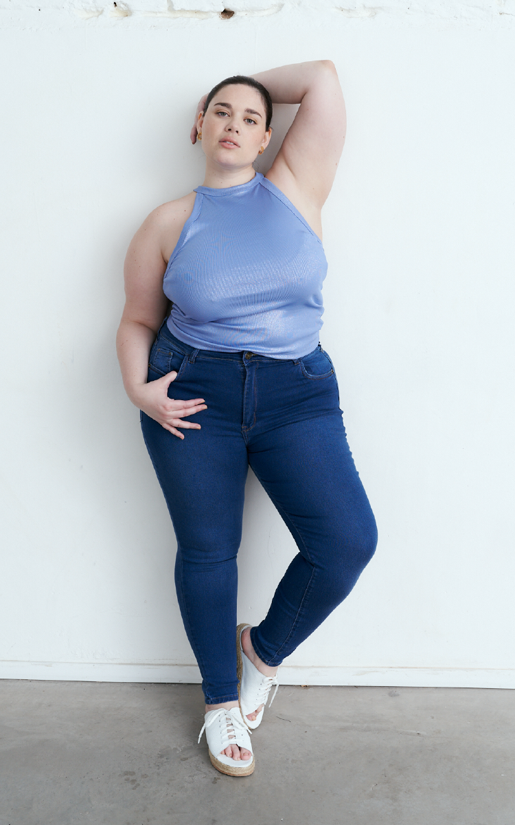 2290   chupín plus size clásico Tiro Alto azul Talles 44 al 54 Inquieta