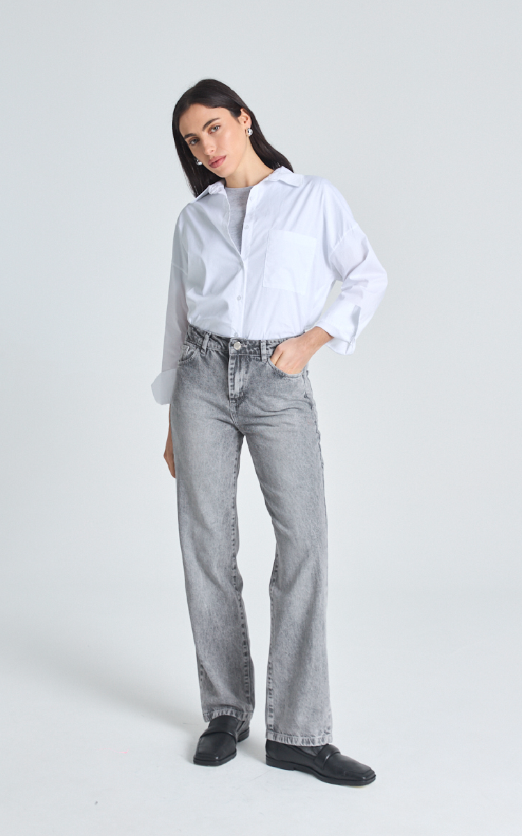 1857 | Jean Recto Gris Tiro Medio Talles 38 Al 44 Inquieta