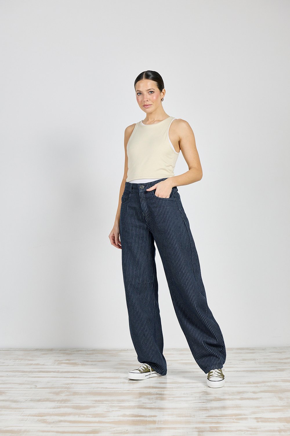 ART. 364 | BALLON AZUL RAYADO RÍGIDO CON HEBILLA ATRAS TALLES 36 AL 46 CENITHO