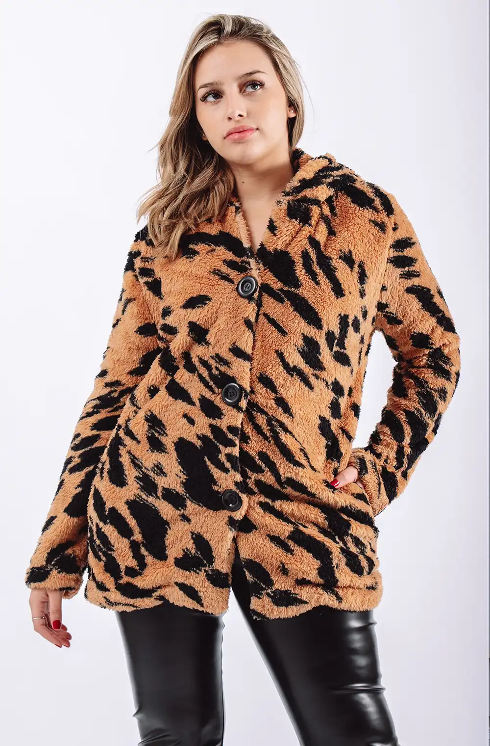 10009 SACO DE CORDERITO TEDDY ESTAMPADO TALLES L AL XXXL