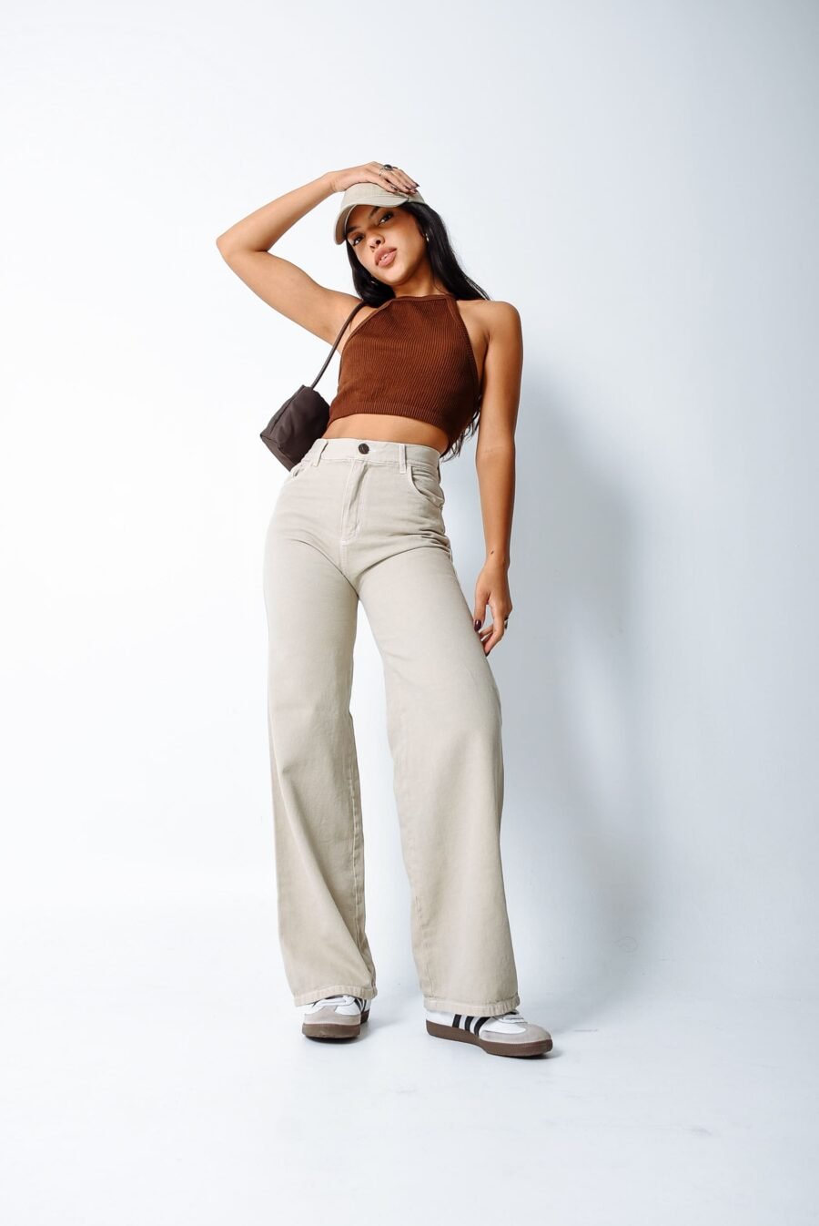 WIDE LEG BEIGE OSCURO RIGIDO TALLES 34 AL 46 H REINA