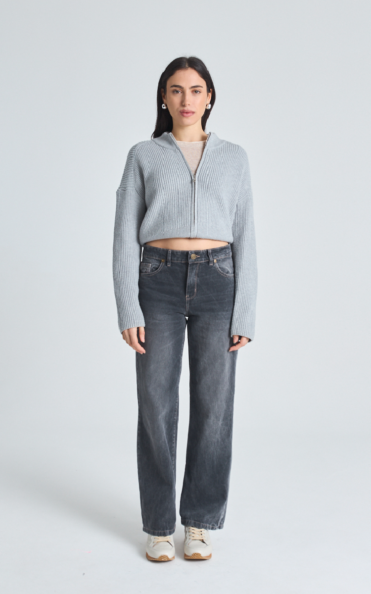1897 JEAN RECTO GRIS LOCALIZADO NEVADO DENIM RIGIDO TIRO MEDIO TALLES 36 AL 46 INQUIETA