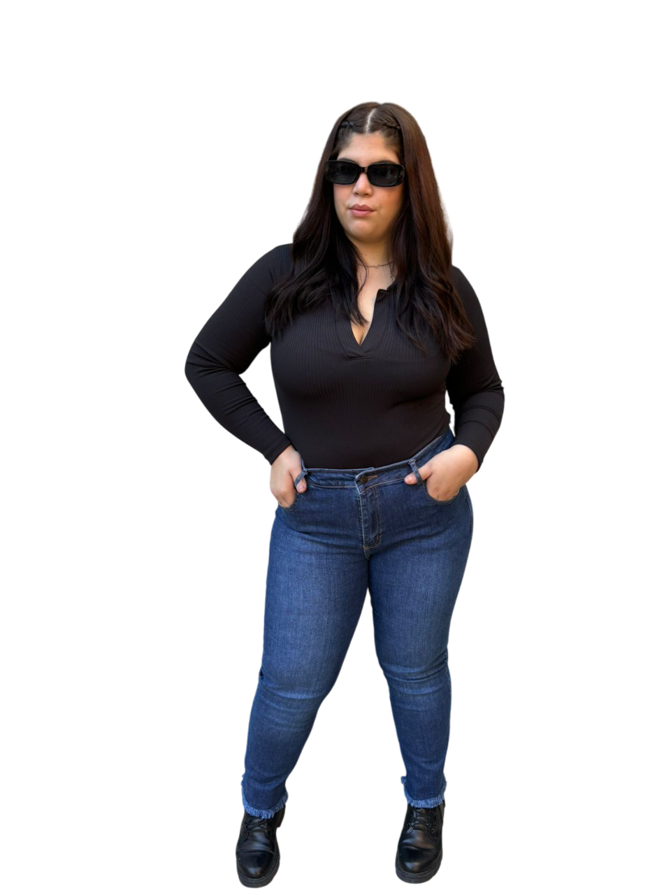 JEAN RECTO DK NATALIE AZUL SEMI-ELASTIZADO TIRO ALTO TALLES 44 AL 60 DEKA