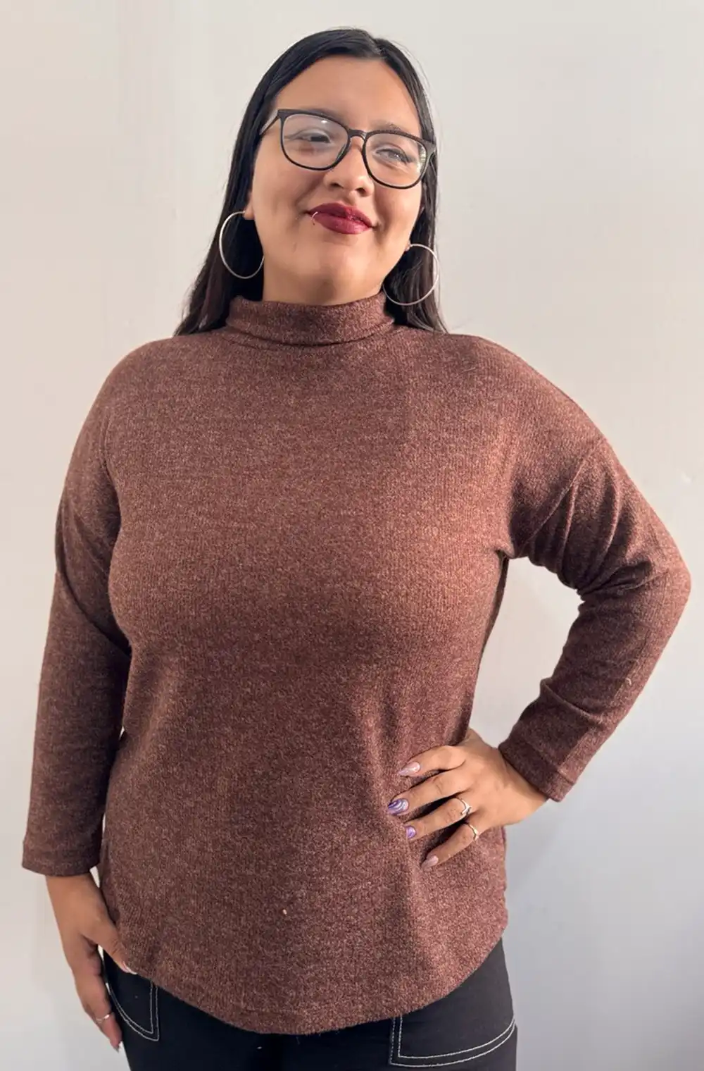 3500 POLERA DE LANILLA HOMBROS CAIDOS MANGA LARGA CUELLO ALTO TALLES L AL XXXL