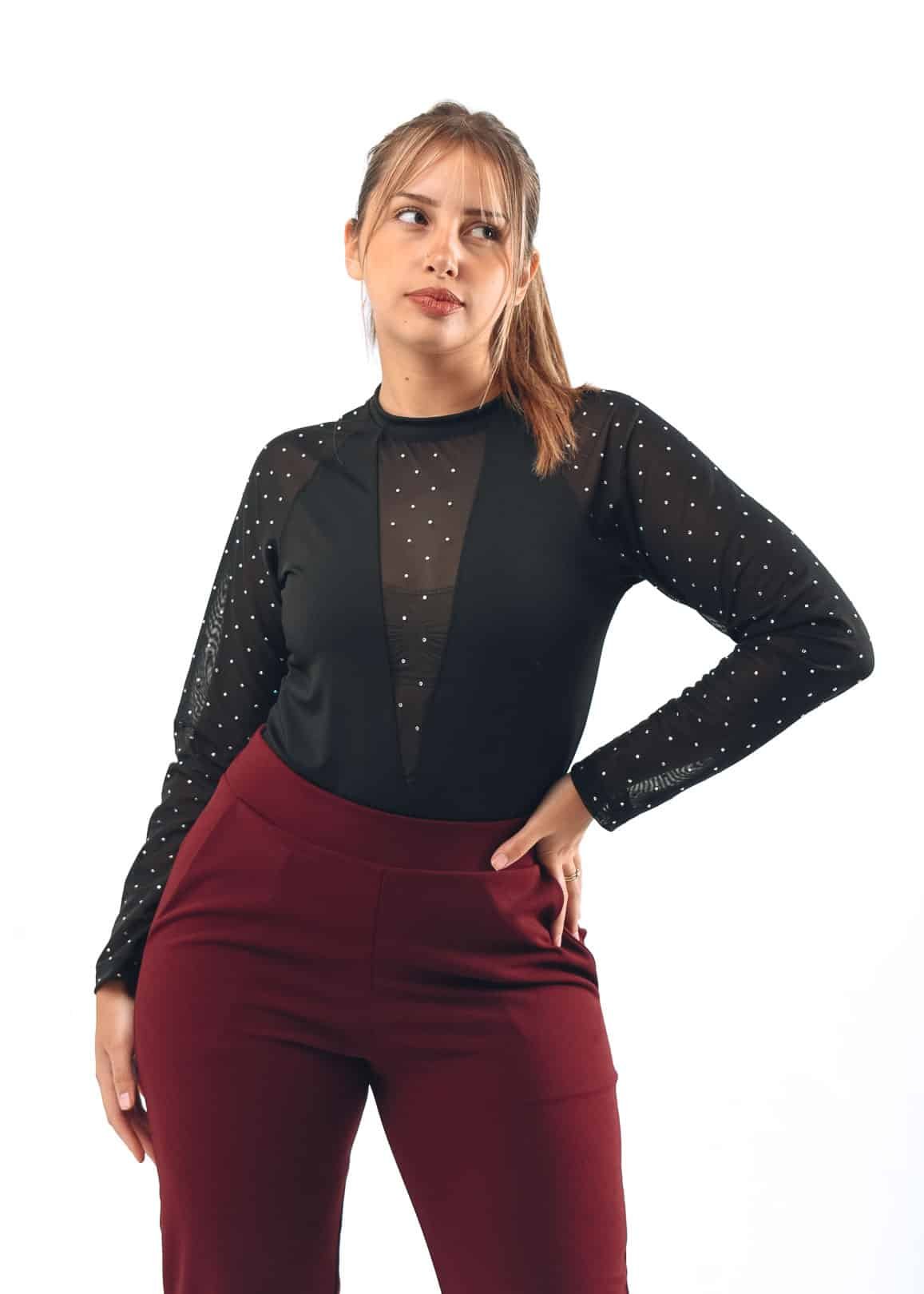 2534 BODY CON BRILLOS NEGRO TALLES L AL XXXL