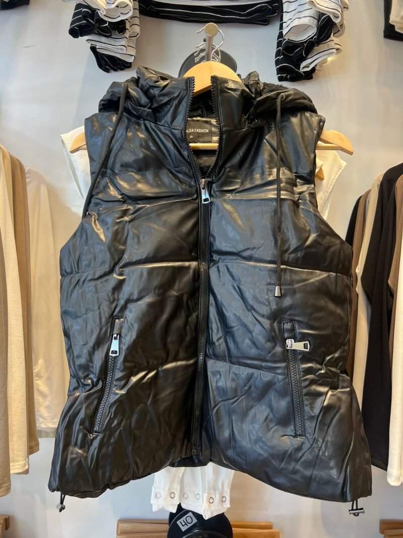 2313 CHALECO DE MATELASE ENGOMADO CON PIEL TALLES S AL XL INVIERNO