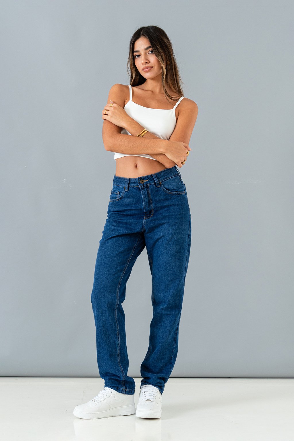 ART.3620 | MOM CLÁSICO STONE AZUL DE GORSI JEANS 36 A 46 RÍGIDO
