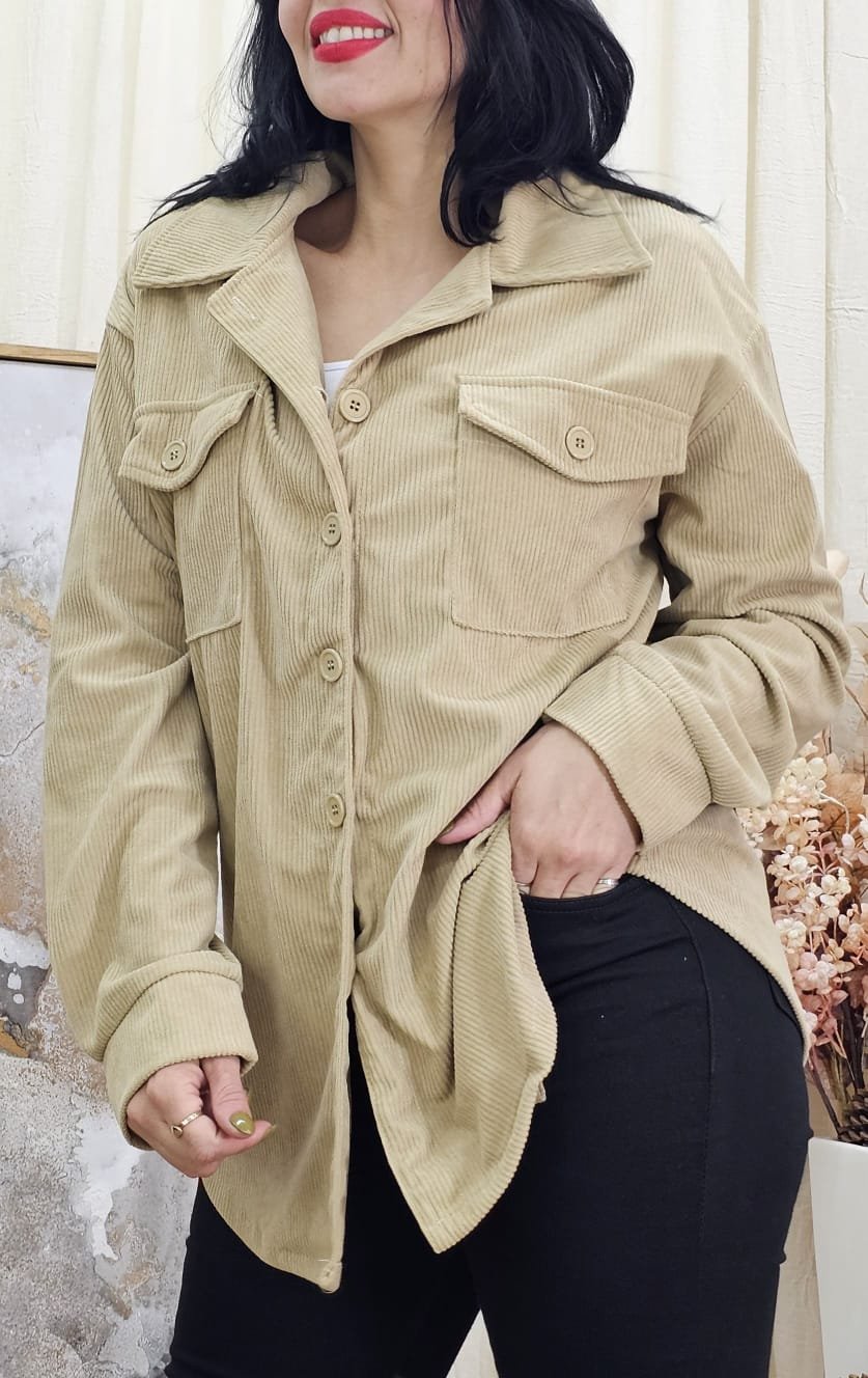 927 CAMISACO DE CORDEROY OVERSIZE TALLES M AL XL