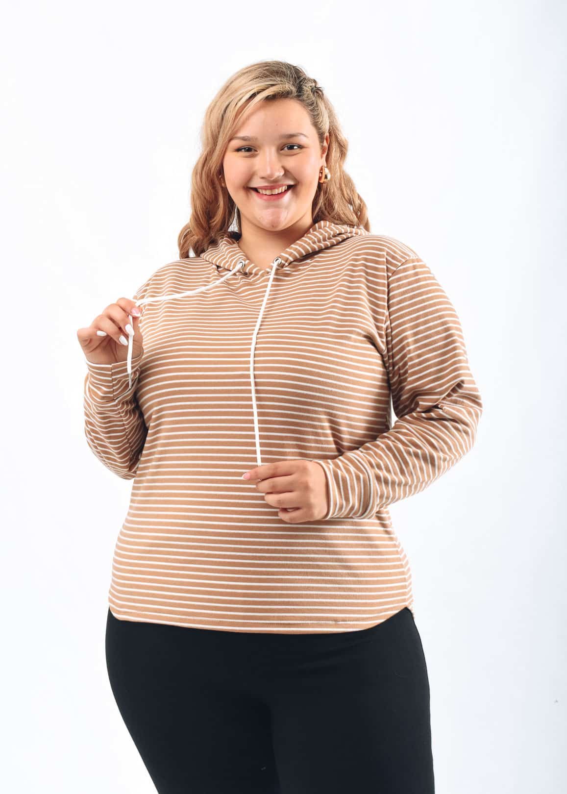 13512 BUZO DE DARLON RAYADO CON CAPUCHA TALLES L AL XXXL