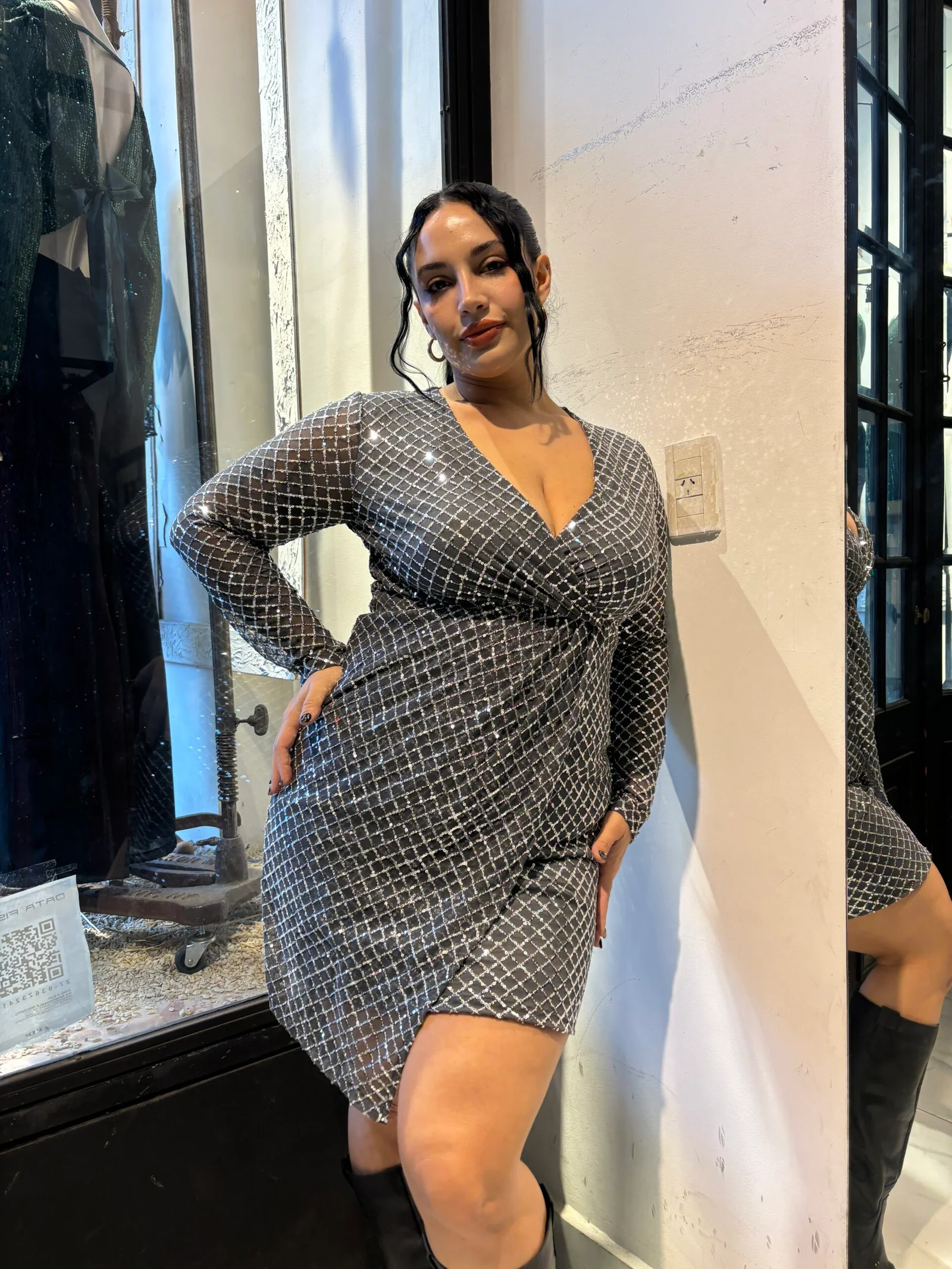 VIRGINIA VESTIDO JERSEY CON LENTEJUELAS TALLES L AL XXL FIESTA