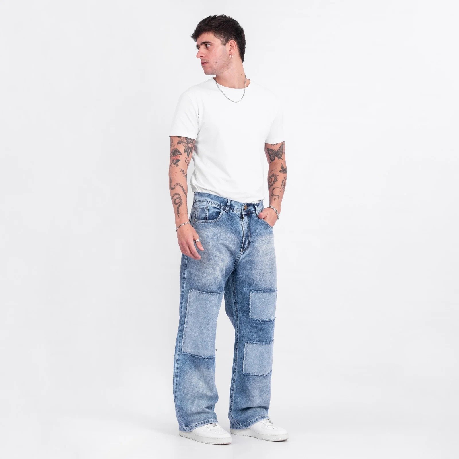 JUDE WIDE LEG CON RECORTES RIGIDO AZUL HOMBRE TALLES 38 AL 48 VOLSANO