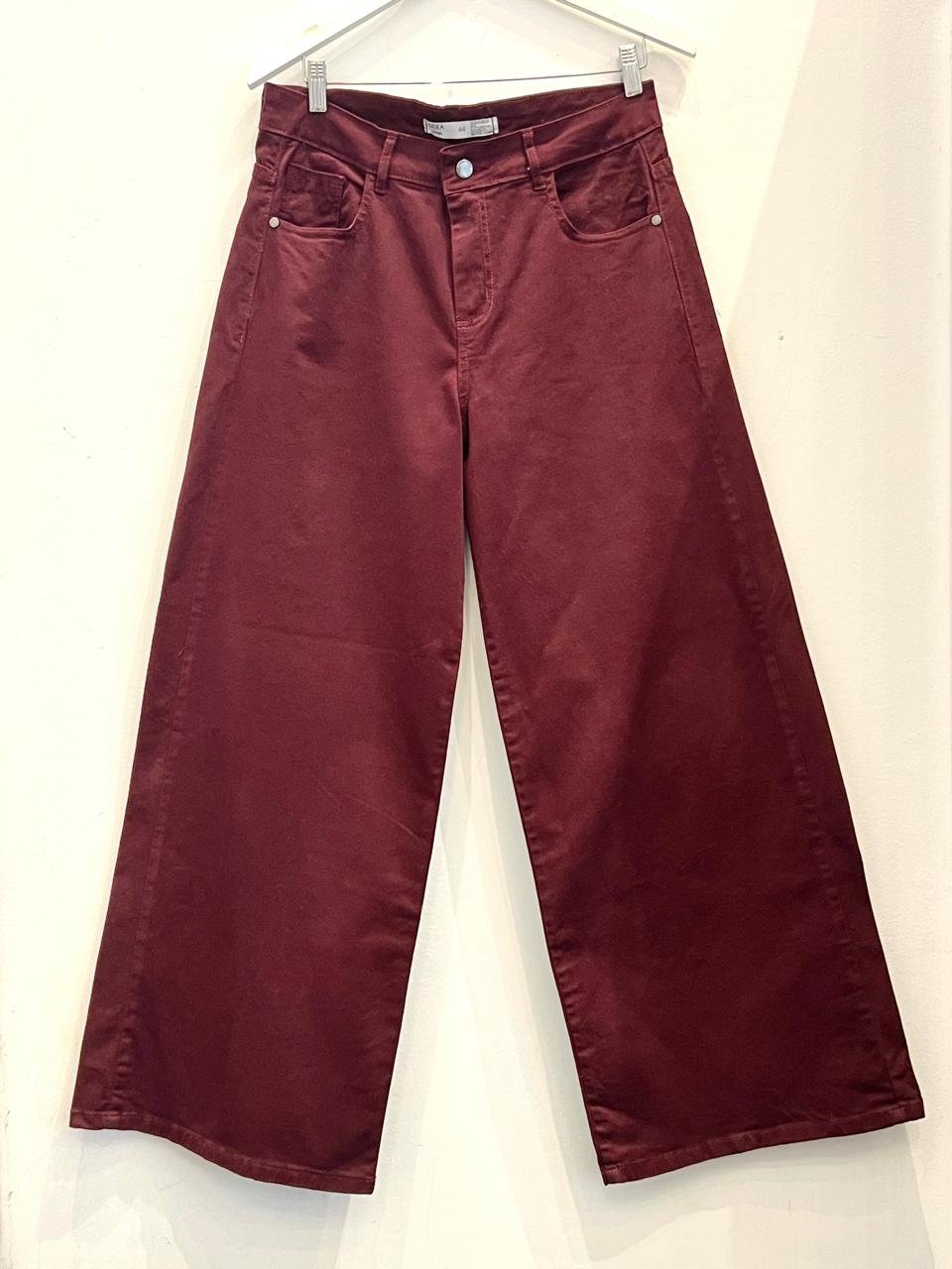 WIDE LEG GABARDINA BORDO DEKA DK 42-54 ELASTIZADO TIRO ALTO