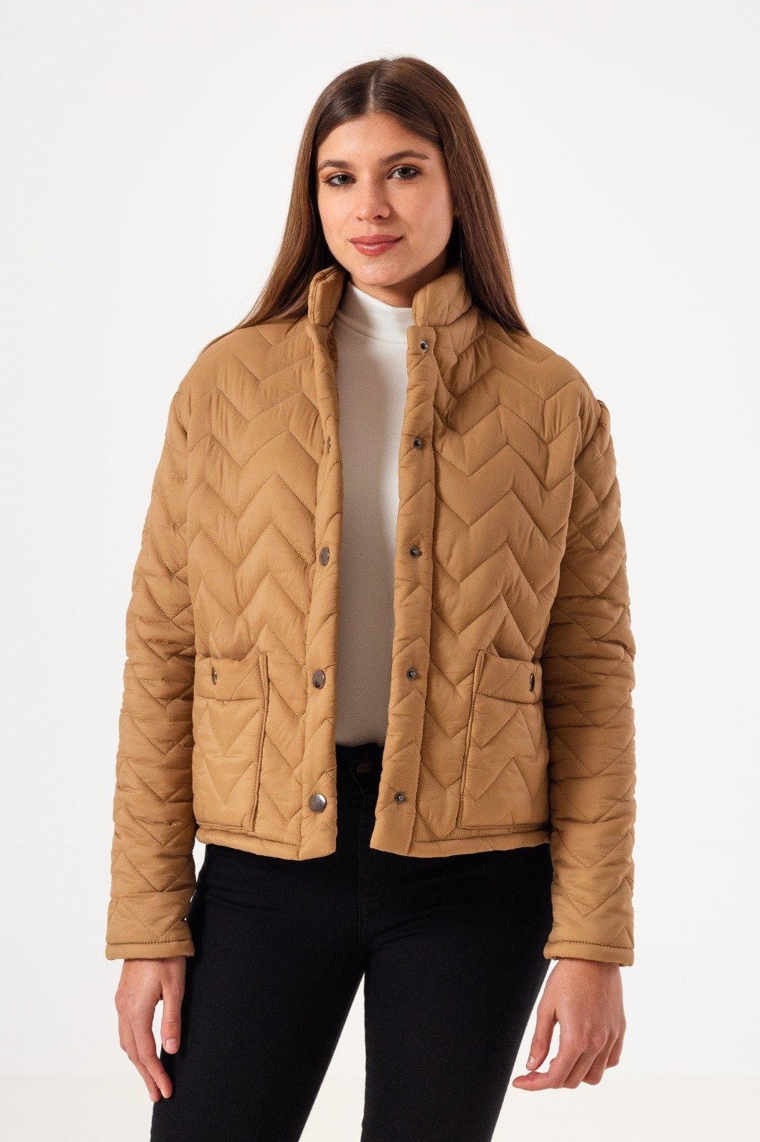2730 CAMPERA MATELASSE CON CORDERITO Y BROCHES TALLES M AL XXL
