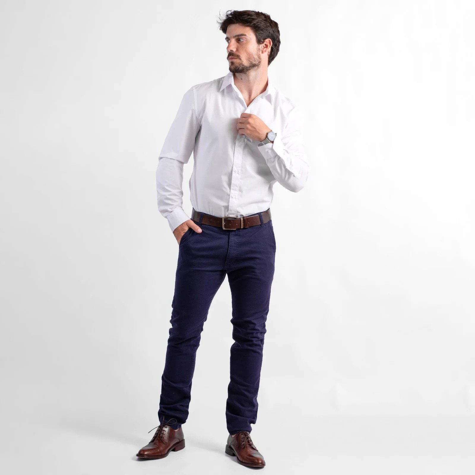 PANTALON CHUPIN GABARDINA ELASTIZADO AZUL TALLES 42 AL 50 VOLSANO