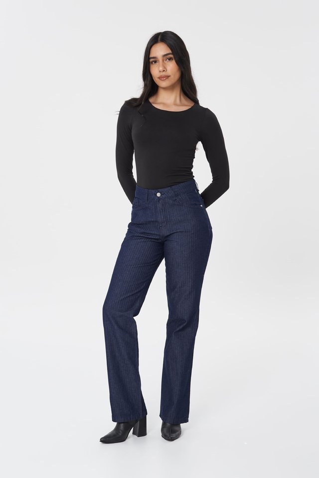 HARLEM | Jean Recto Azul Con Rayas Claras Talles 36 A 46 Striven