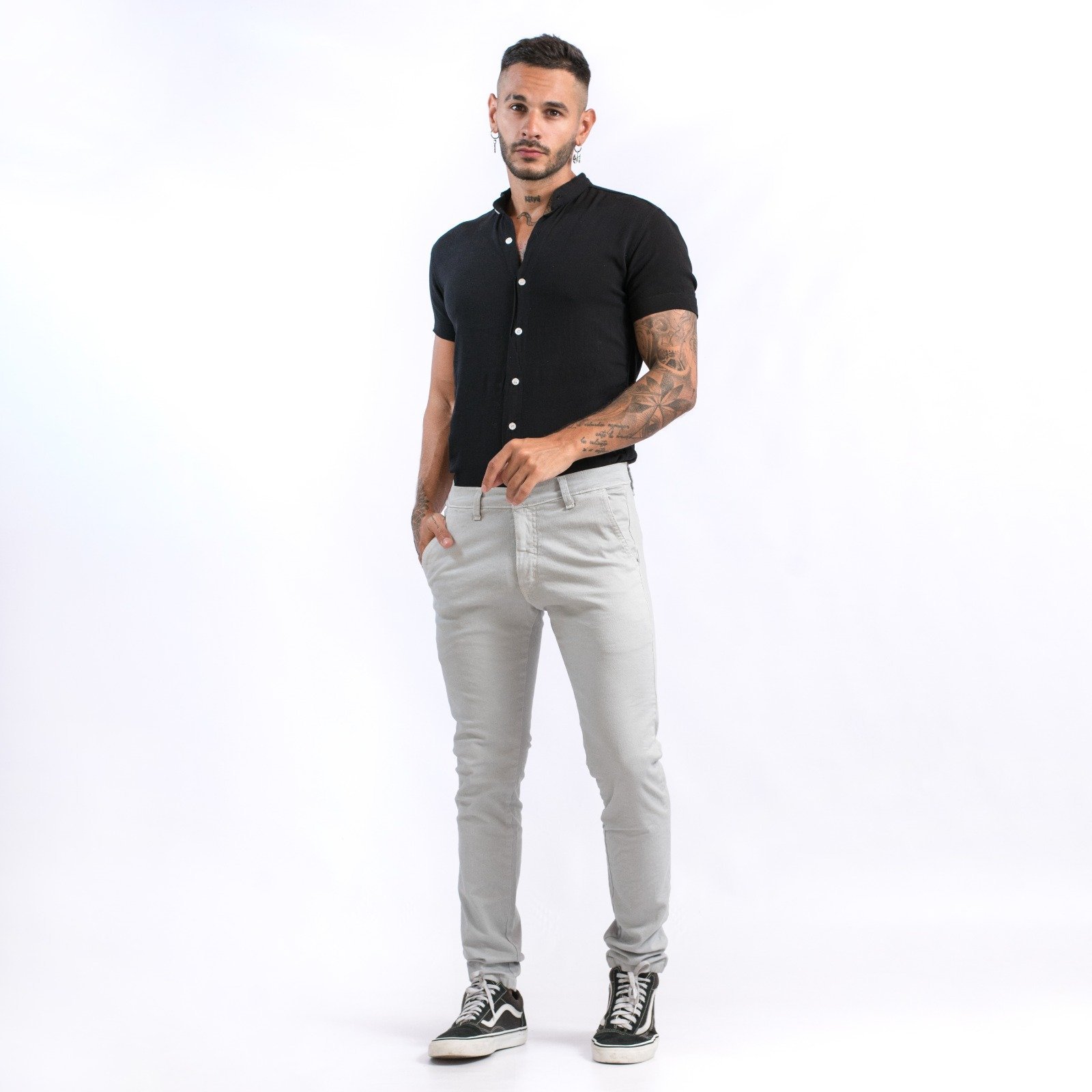 RECTO DE GABARDINA GRIS CHINO ELASTIZADO TALLES 38 AL 44 VOLSANO