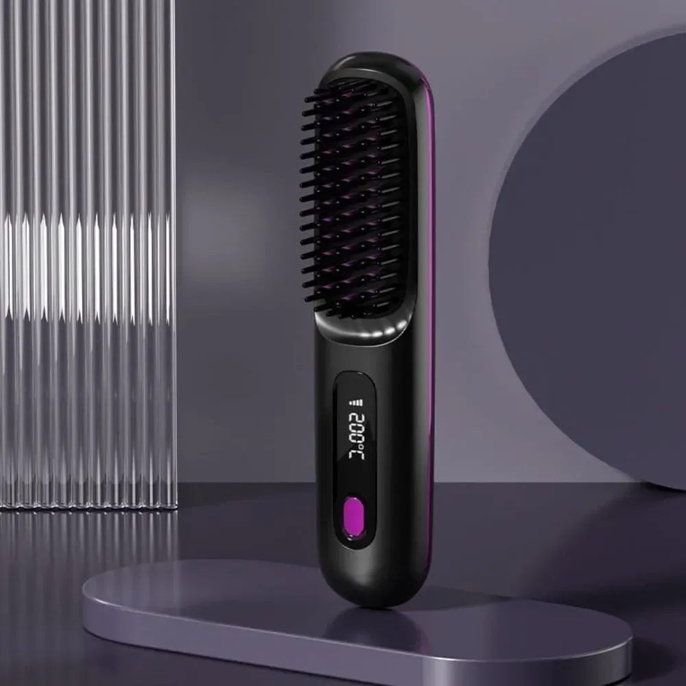 Cepillo De Pelo Inalambrico Recargable y Portátil De Calentamiento