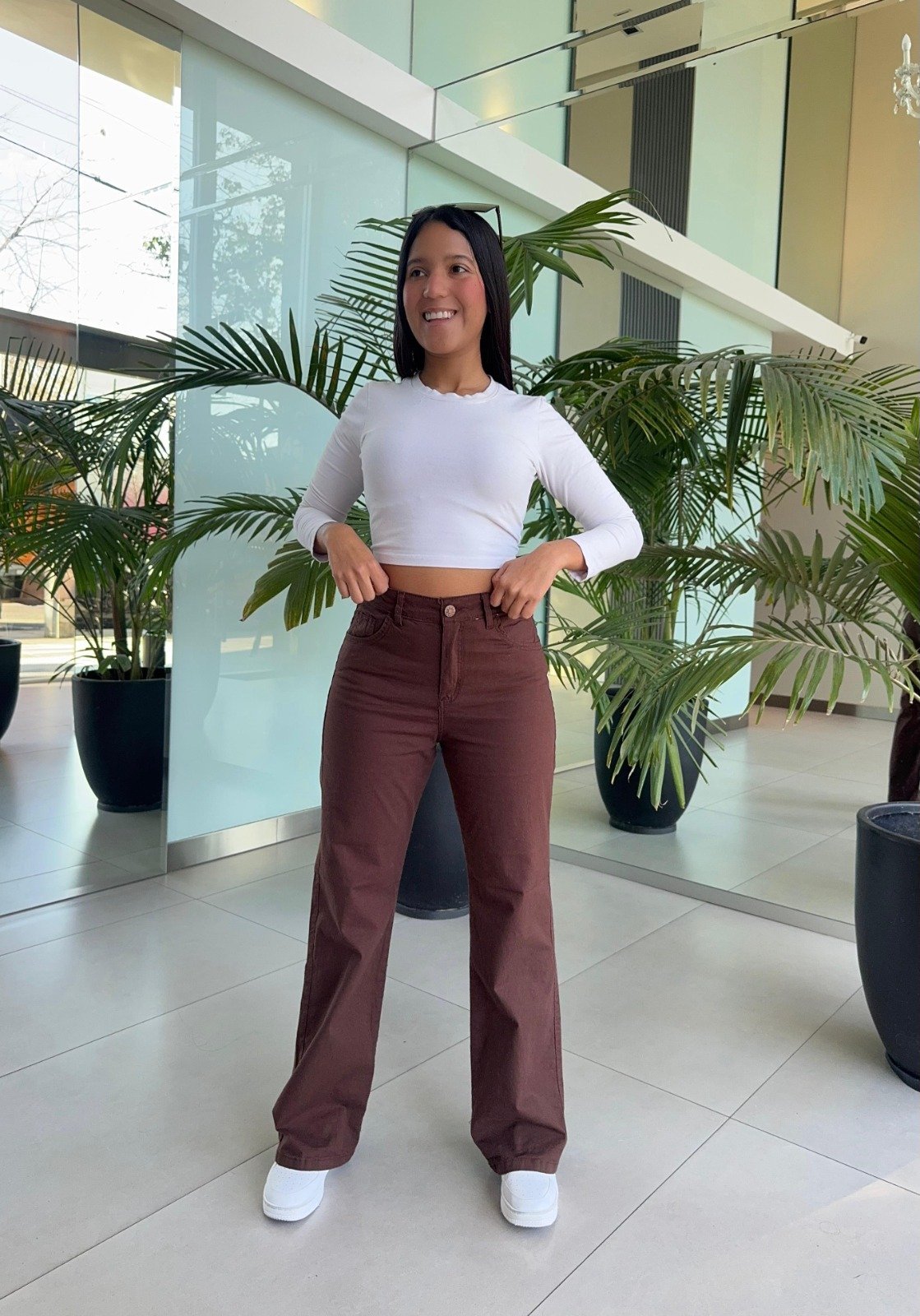 MADISON CHOCOLATE WIDE LEG ELASTIZADO ANA CLARA JEANS 36 A 54