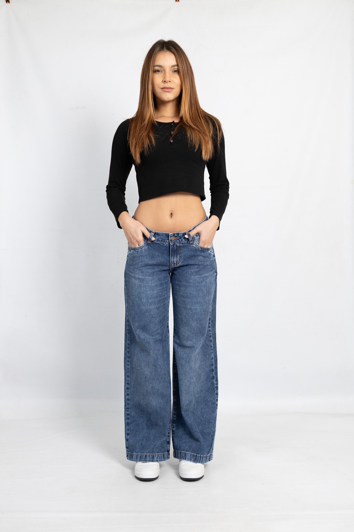 Art. 814 | Wide Leg Nevado Oscuro Tiro Bajo Rigida Talles 36 al 42 Andar