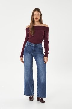 REYUNOS WIDE LEG RIGIDO AZUL CON LOCALIZADO TALLES 28 AL 48 STRIVEN