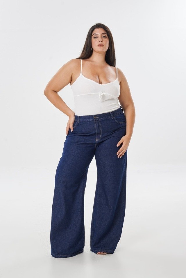 ANDINO CURVY WIDE LEG AZUL OSCURO ELASTIZADO TIRO ALTO TALLES 48 AL 60 STRIVEN