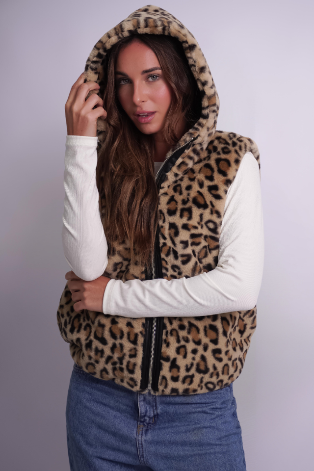 PANDORA CHALECO DE PIEL ANIMAL PRINT TALLES S AL L BIG BIG
