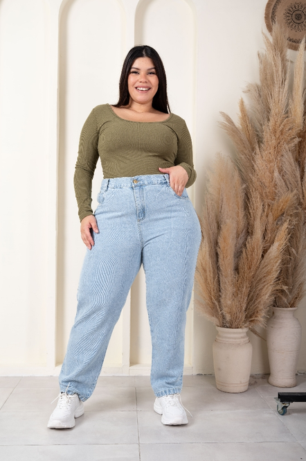 ART 546 Mom celeste Arenado rígido tiro alto 46 a 62 Principessa Jeans