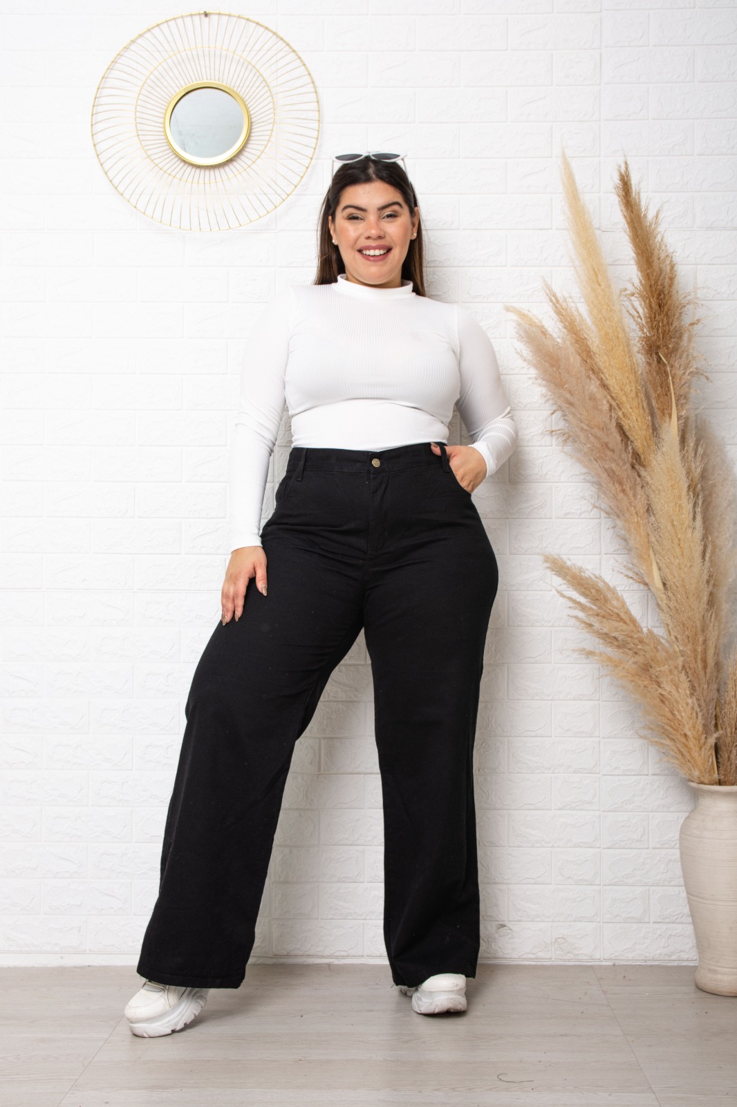ART 577NG Wide Leg gabardina Negro Rígido talles del 48 al 56 principessa jeans