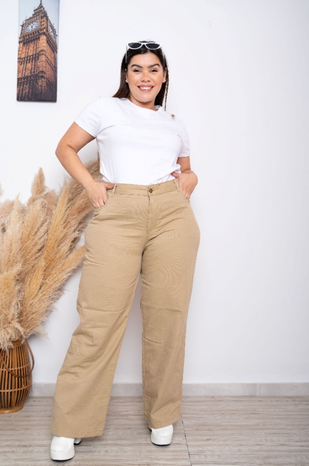 ART 577BGE Wide Leg gabardina BEIGE Rígido talles del 48 al 56 principessa jeans
