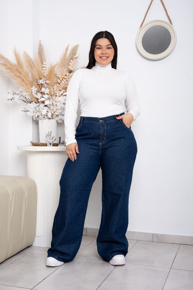 ART 579 Wide Leg Azul  oscuro rígido tiro alto  Principessa jeans  52-60