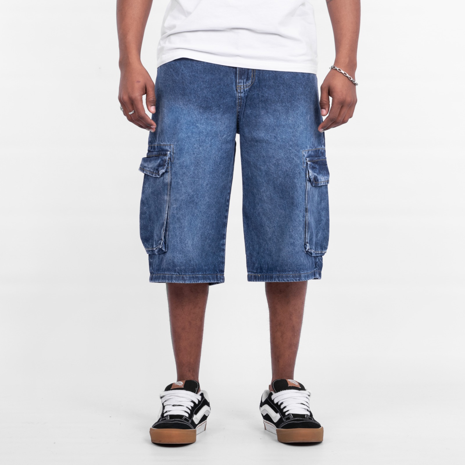 BASSEL BERMUDA BAGGY CARGO AZUL NEVADO RÍGIDO VOLSANO 38-48