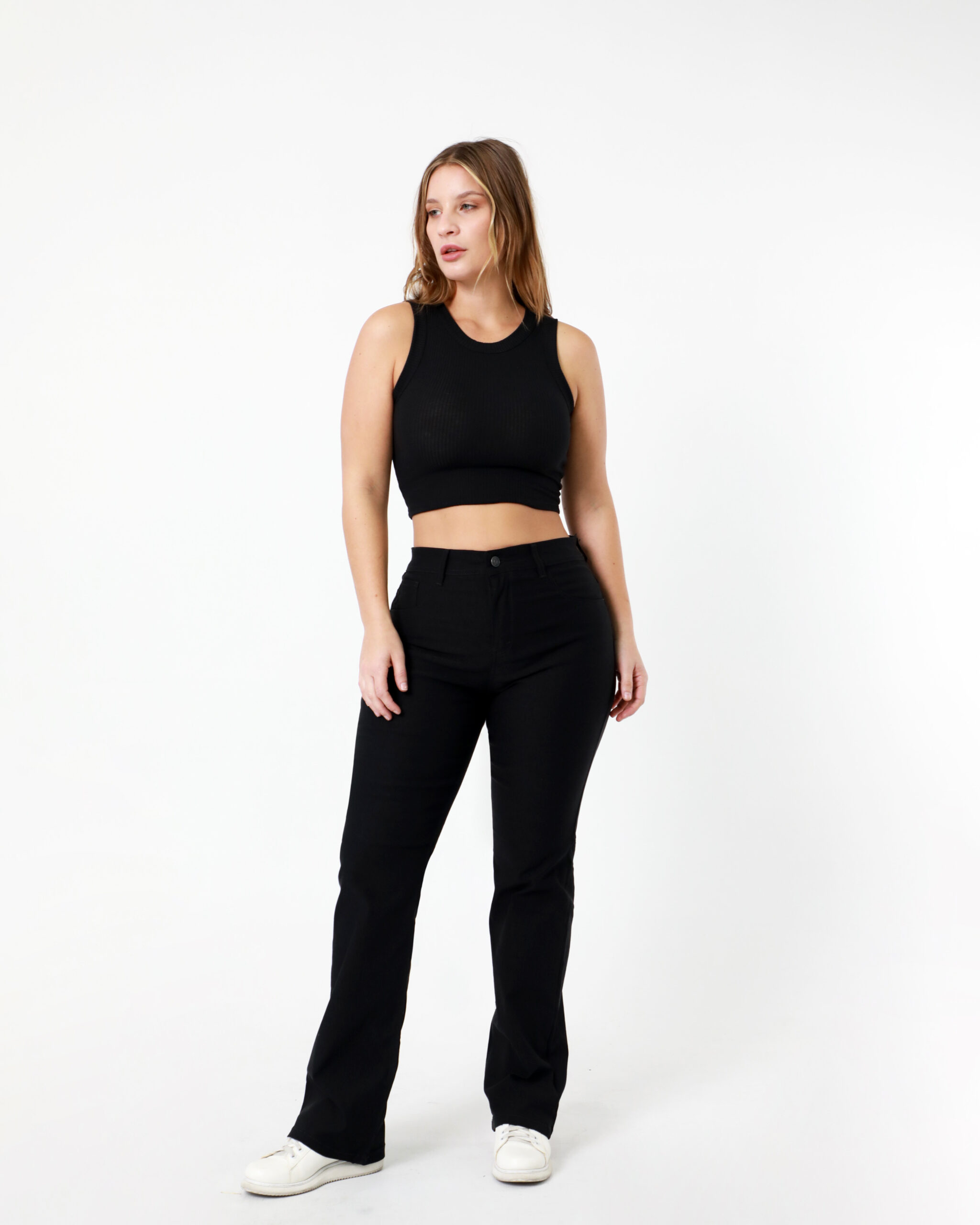 Roma Pantalon Bengalina Negra WIDE Leg Sonne 36-60