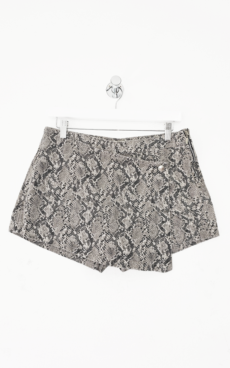 0339 | SKORT GRIS ANIMAL PRINT RIGIDO TIRO ALTO TALLES DEL 36 AL 46 INQUIETA