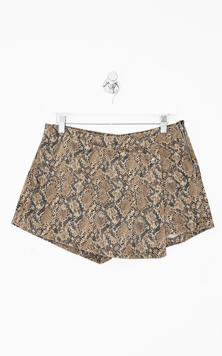 0339 | SKORT MARRON ANIMAL PRINT RIGIDO TIRO ALTO TALLES DEL 36 AL 46 INQUIETA