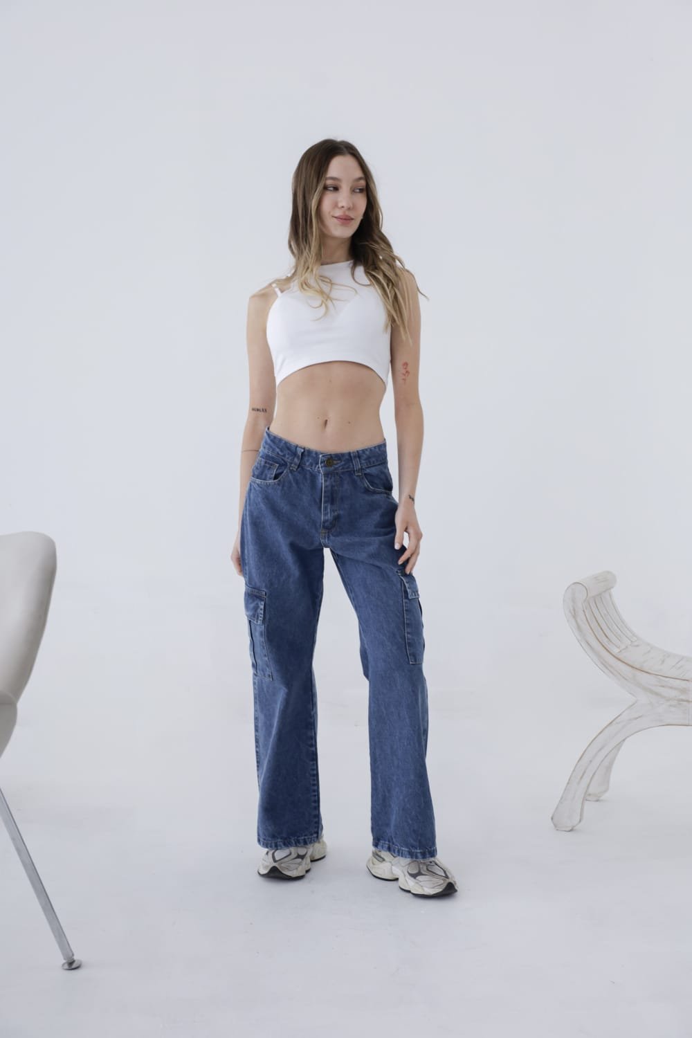 011 | WIDE LEG CARGO AZUL NEVADO RIGIDO TALLES 36 AL 50 FLEX