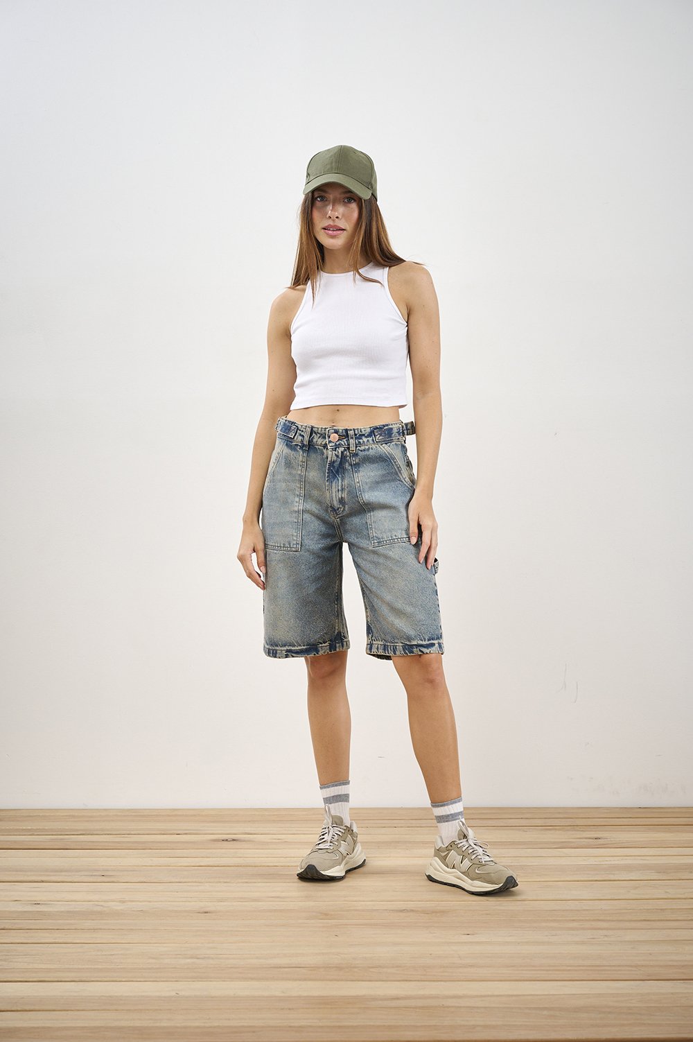 ART. C-79 | BERMUDA BAGGY AZUL OXIDO RIGIDO CON HEBILLA TALLES DEL 40 AL 46 CENITHO