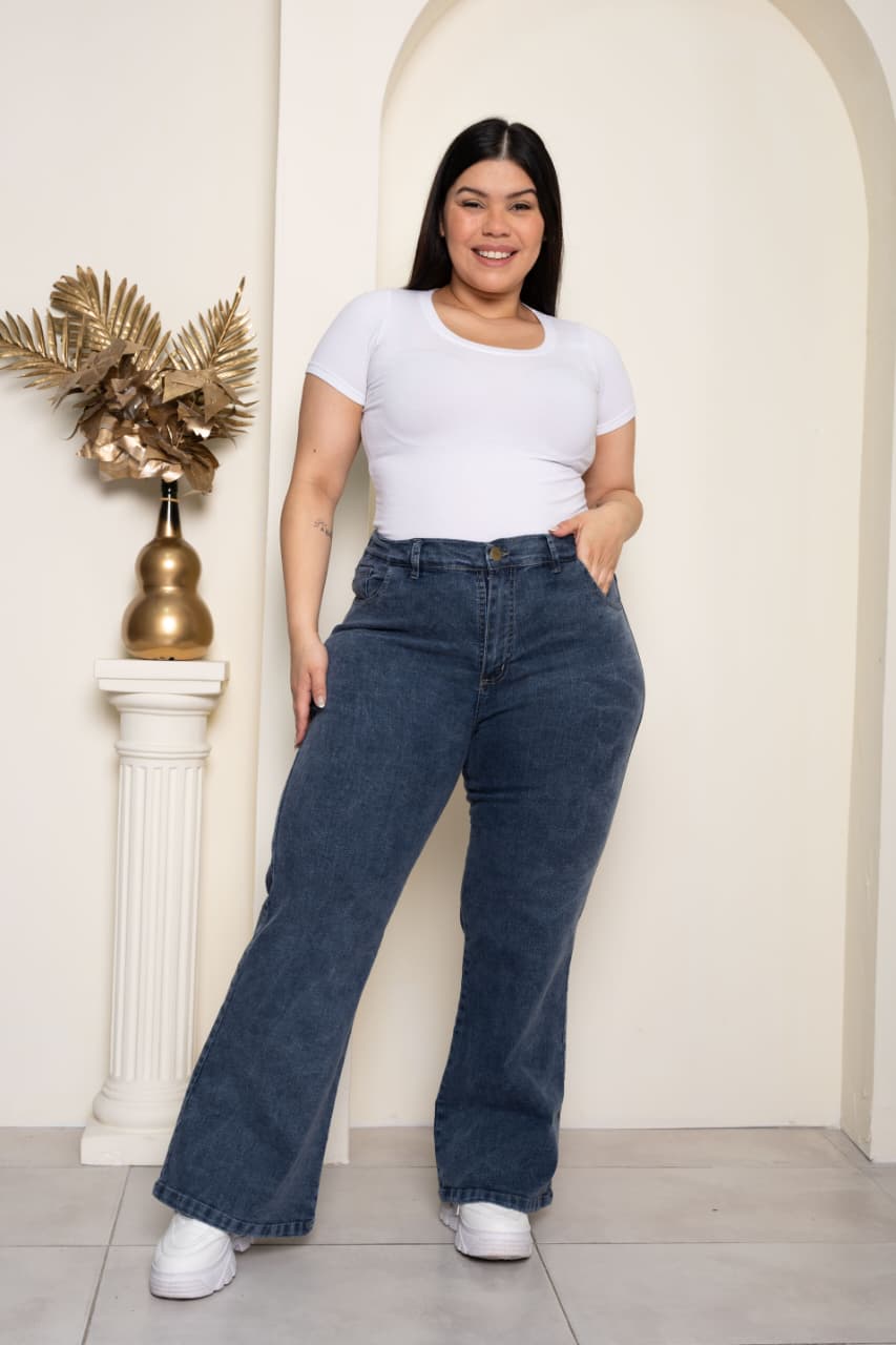 K004 | WIDE LEG AZUL NEVADO ELASTIZADO TALLES DEL 48 AL 56 MARCA KAWAII