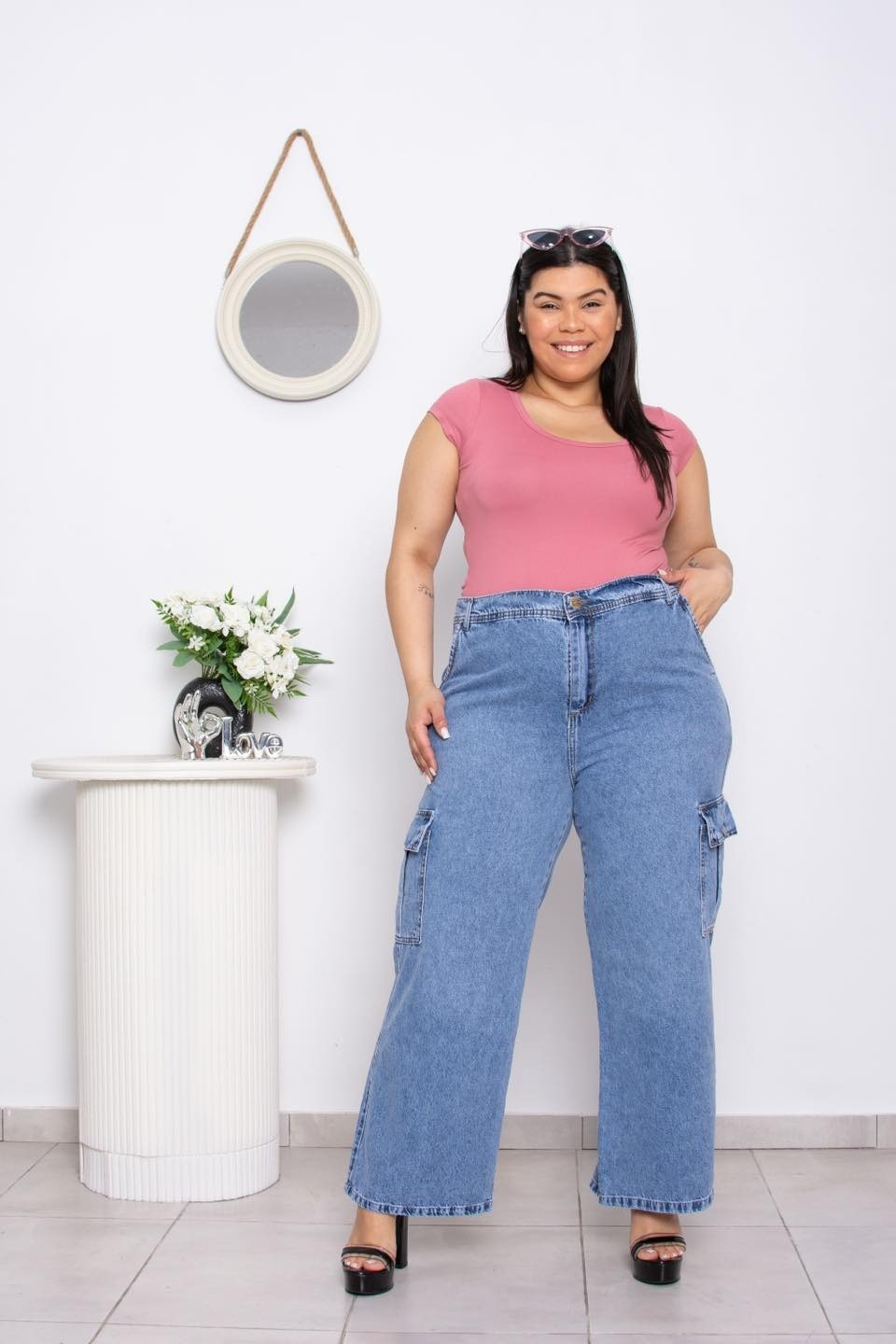 016 | WIDE LEG CARGO AZUL NEVADO RIGIDO TALLES DEL 42 AL 60 STTEVIA