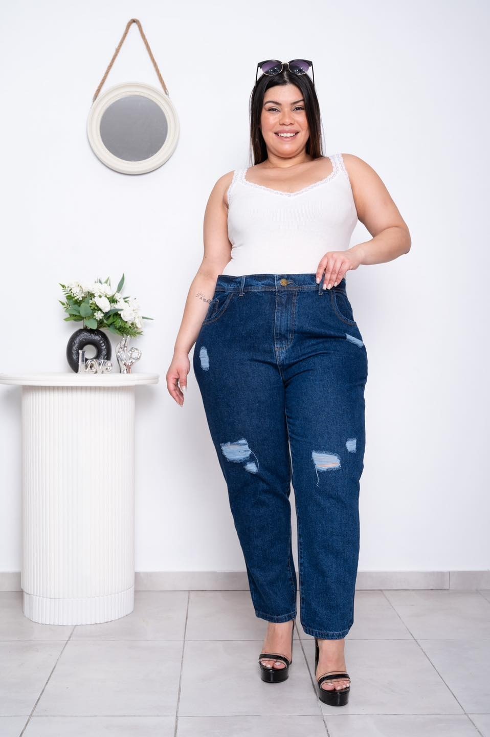 201 | MOM AZUL RIGIDO CON ROTURAS TALLES DEL 42 AL 60 MARCA STTEVIA