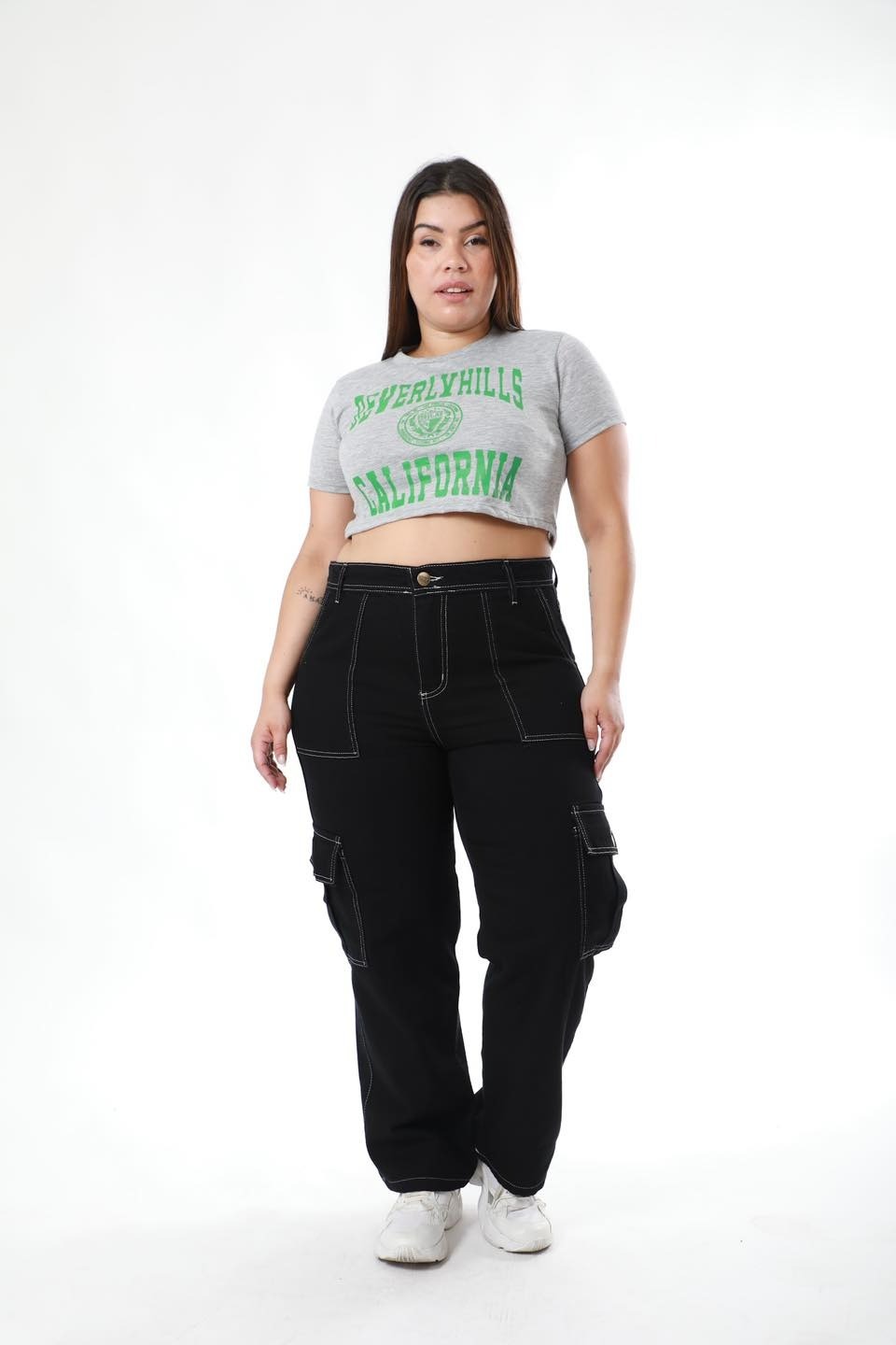 018 | WIDE LEG CARGO NEGRO RIGIDO H/BLANCO TALLES DEL 42 AL 60 STTEVIA