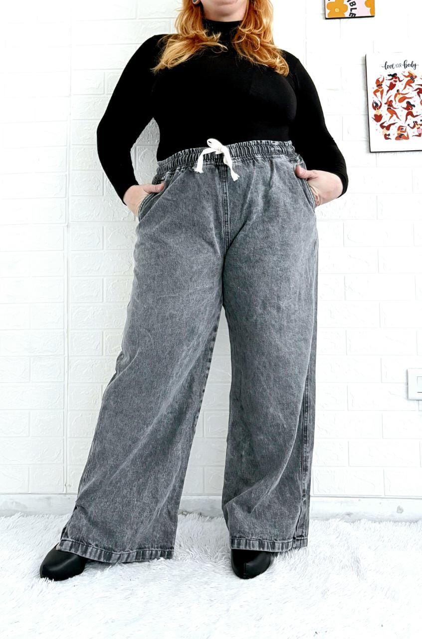 009 | WIDE LEG GRIS NEVADO RIGIDO C/CORDON Y ELASTICO TALLES DEL 48 AL 56 YEKUS