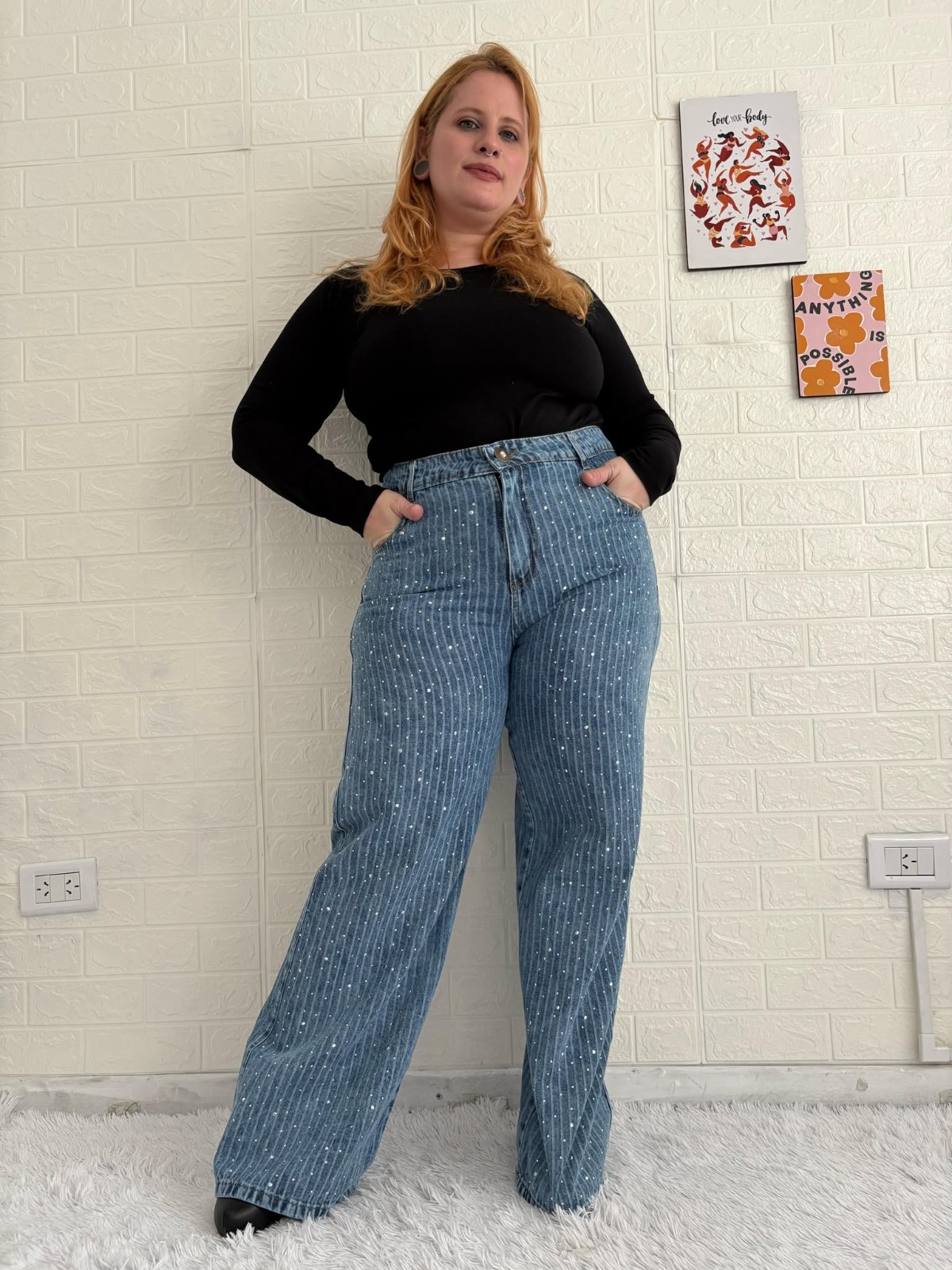 020 | WIDE LEG CELESTE RAYADO RIGIDO CON STRASS TALLES 48 AL 56 YEKUS