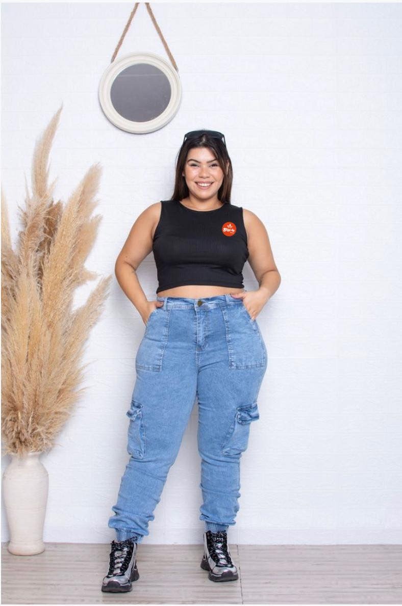 602 | JOGGER CARGO AZUL NEVADO ELASTIZADO TALLES 42 AL 60 STTEVIA