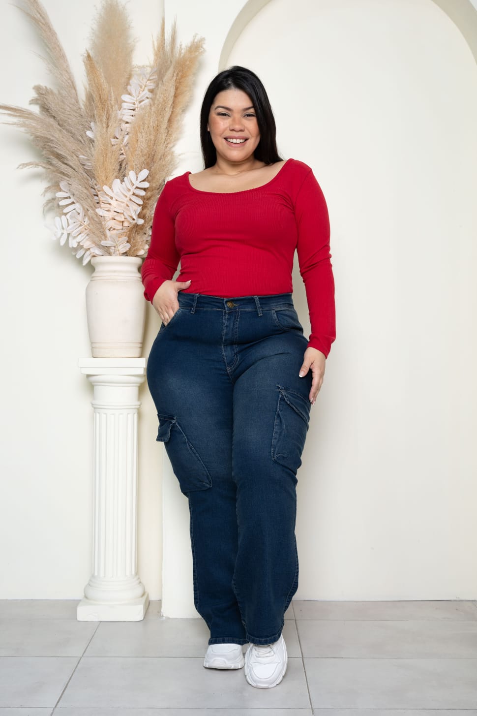 K013 | WIDE LEG CARGO AZUL OXIDO ELASTIZADO TALLES DEL 48 AL 52 MARCA KAWAII