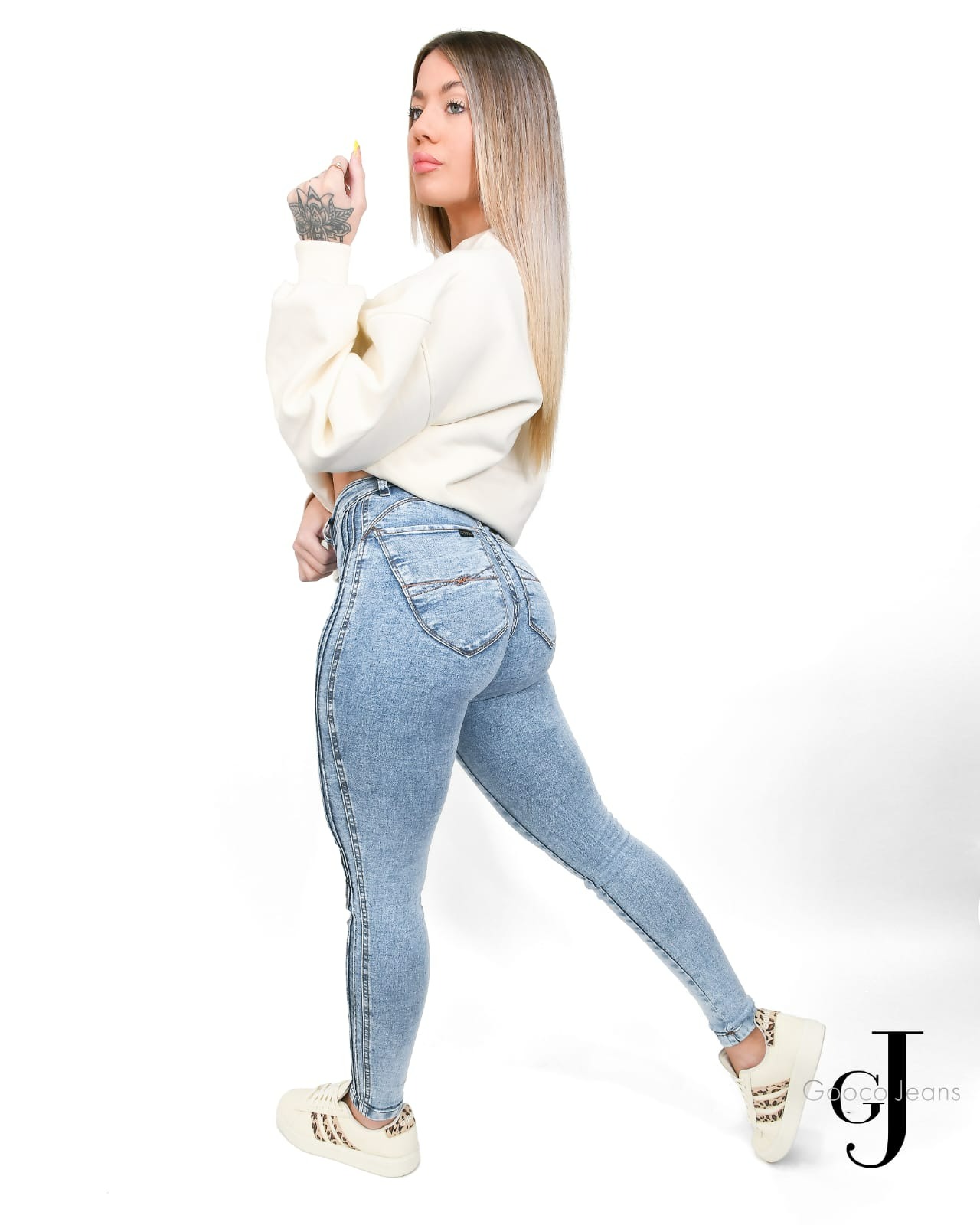 JENNA |  JEAN NEVADO CHUPIN CON LINEAS LATERALES  ELASTIZADO TALLES DEL 36 AL 46 GOOCO