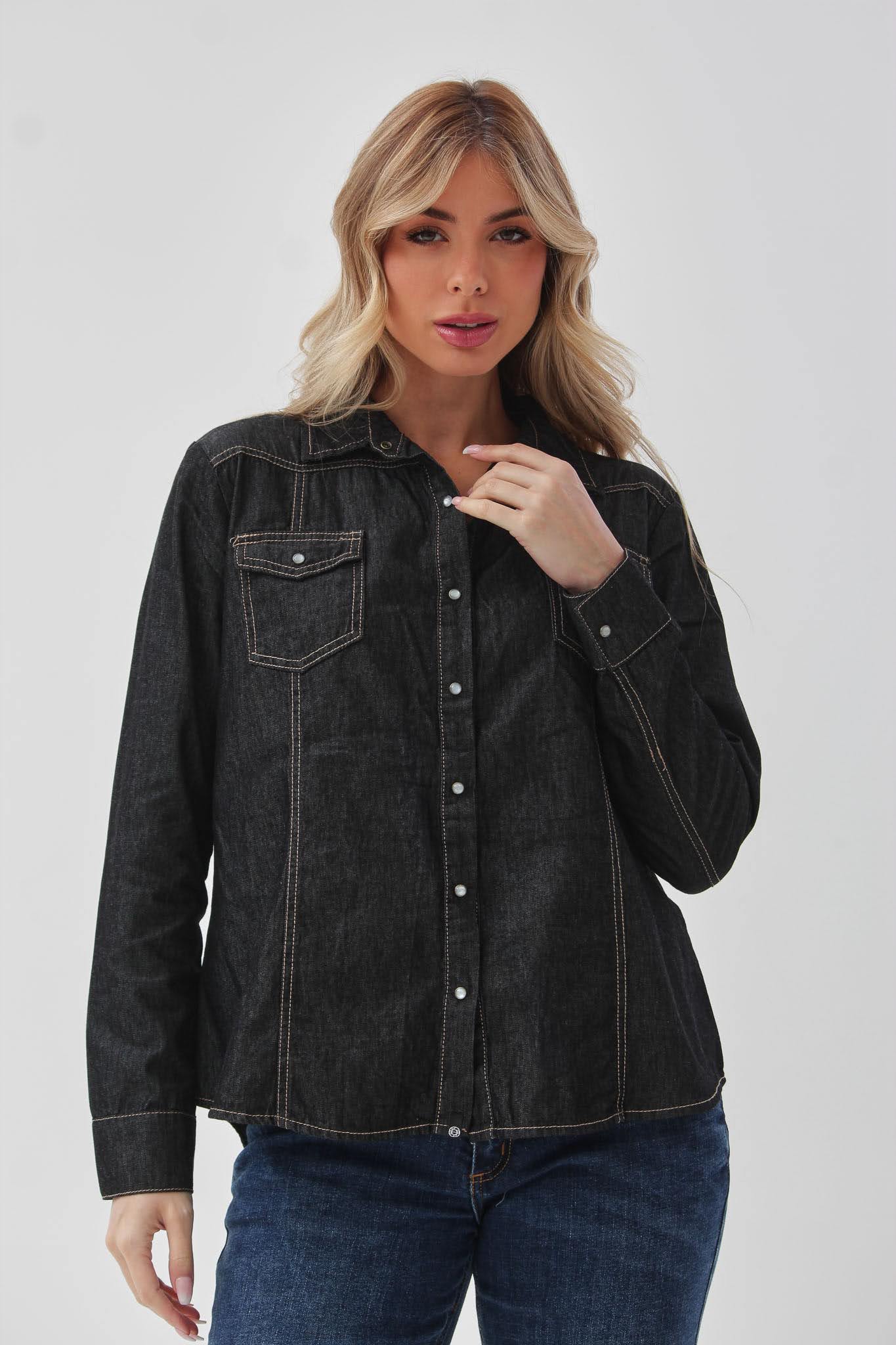 CAMISA JEAN RIGIDA  MEDUSA NEGRO  TALLES DEL S AL XXXXL TORINE