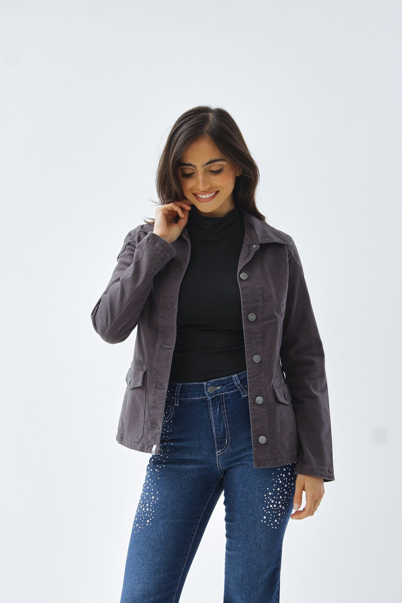 PALERMO GRIS - CAMPERA GABARDINA SEMI ENTALLADA TALLES DEL S AL XXXXL TORINE